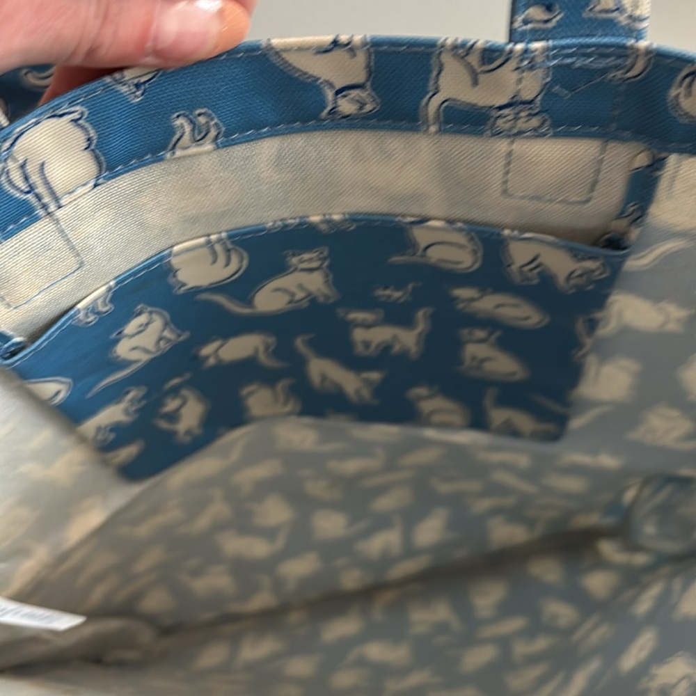 Cath Kidston original London PVC coated cotton tote bag with cat & mouse print - Picture 5 of 11